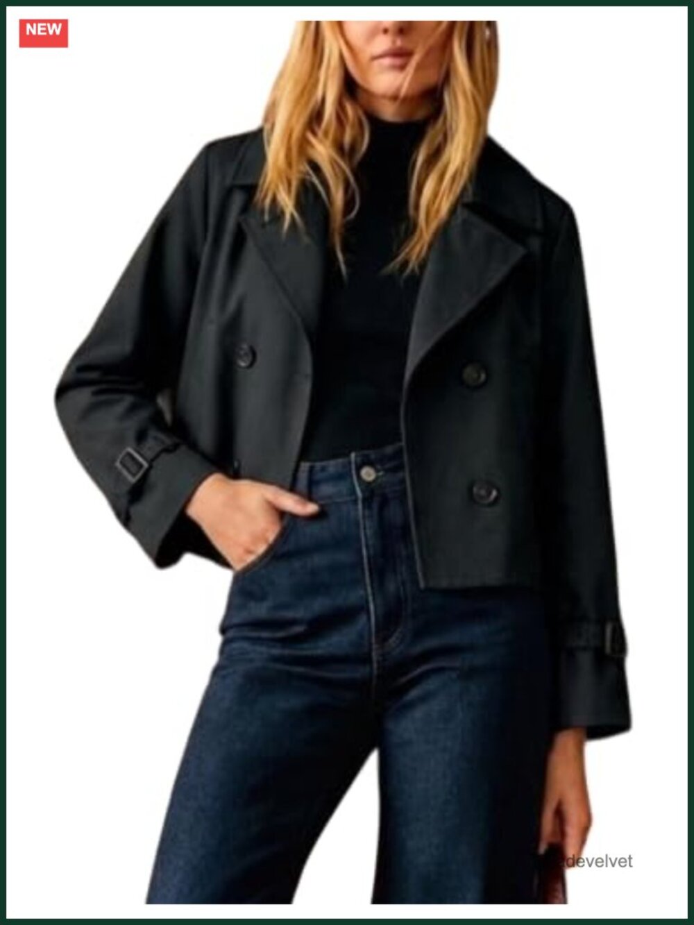 Women's Cropped Trench Coat Lightweight Casual Jacket with Pockets